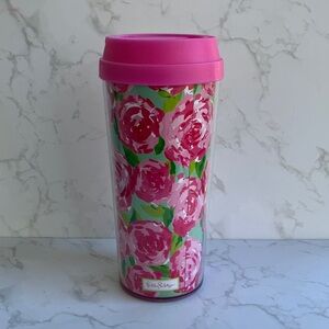 Lily Pullitzer Travel Cup Insulated 16 oz. Floral Aqua/Green Pink